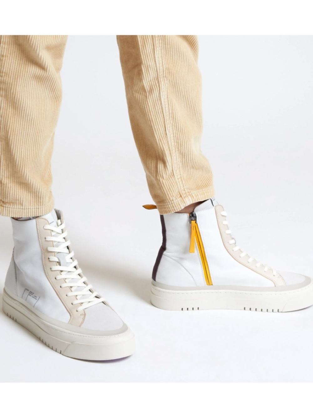 Oncept Lisbon Hi Top Leather Sneakers White Cloud EUC